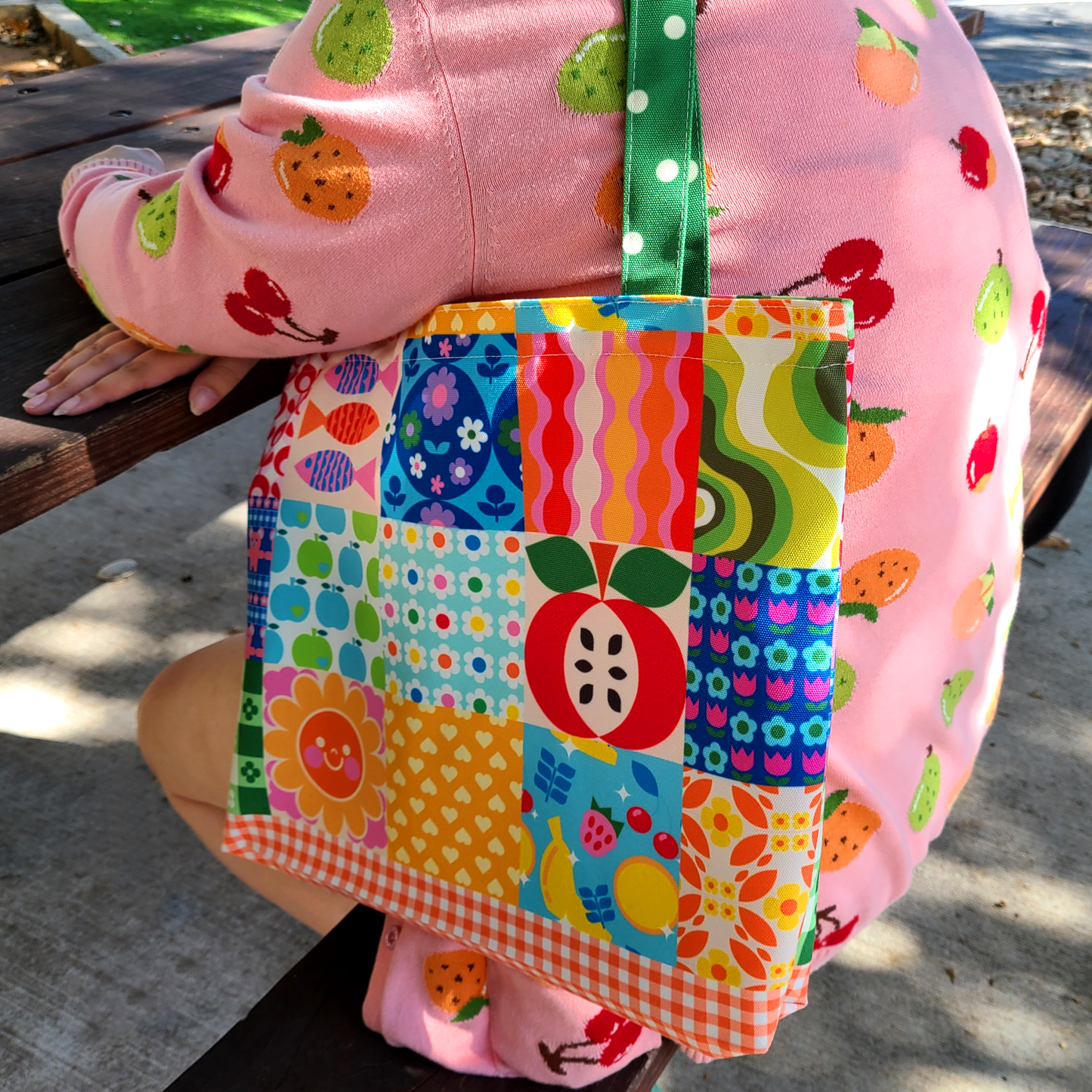 Retro Quilt Tote Bag